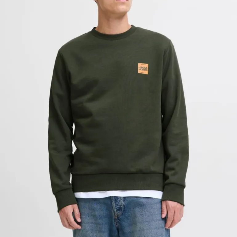 Sweat brandy coton col ras de cou manches longues Homme JACK & JONES