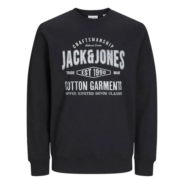Sweat col rond noir Homme JACK & JONES
