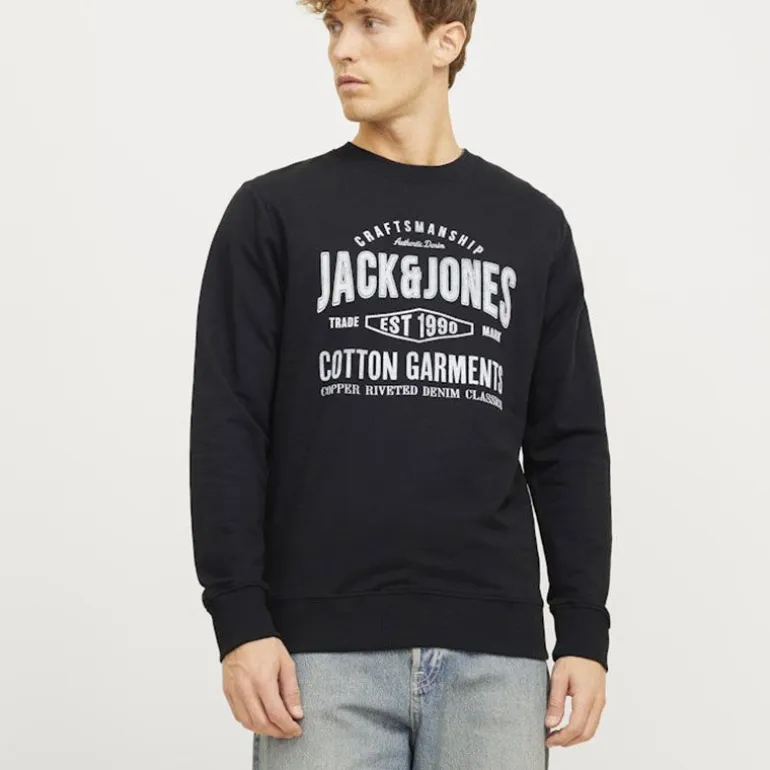 Sweat col rond noir Homme JACK & JONES