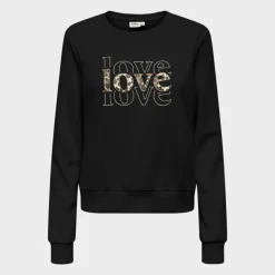 Sweat coton rubi Love imprimé léopard Femme ONLY