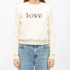Sweat coton rubi Love imprimé léopard Femme ONLY
