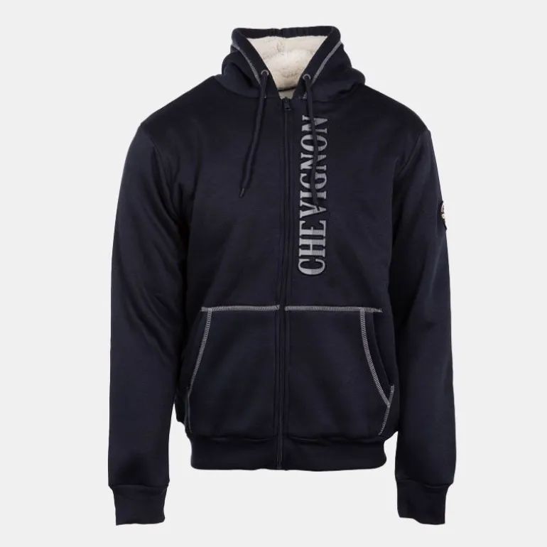Sweat zippé à capuche fourrée surpiqures colorées Homme CHEVIGNON