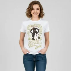 T shirt imprimé coton blanc avec écritures Femme IMPERIAL