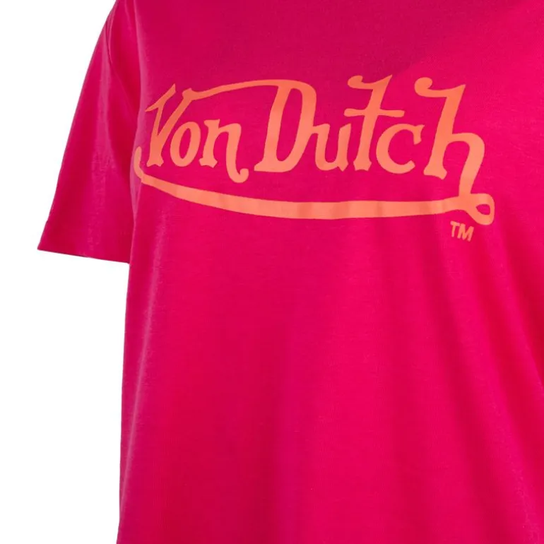 Tee shirt ample rose logo poitrine Femme VON DUTCH