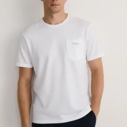 Tee shirt basique avec poche tissu texturé logo brodé Homme GIANFRANCO FERRE