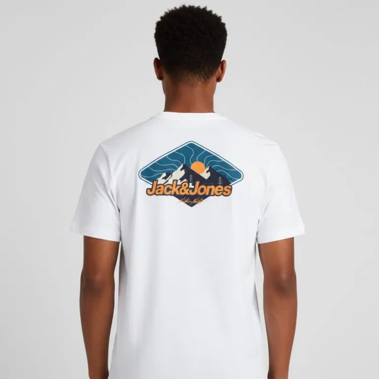 Tee shirt blanc mine col rond motif soleil levant Homme JACK & JONES