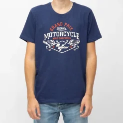 Tee shirt bleu marine coton logo Grand Prix moto gp world championship Homme VON DUTCH