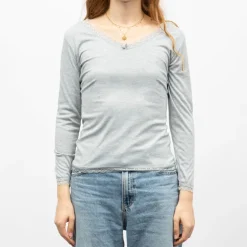 Tee shirt chaud col V à dentelle kalou Femme RODIER