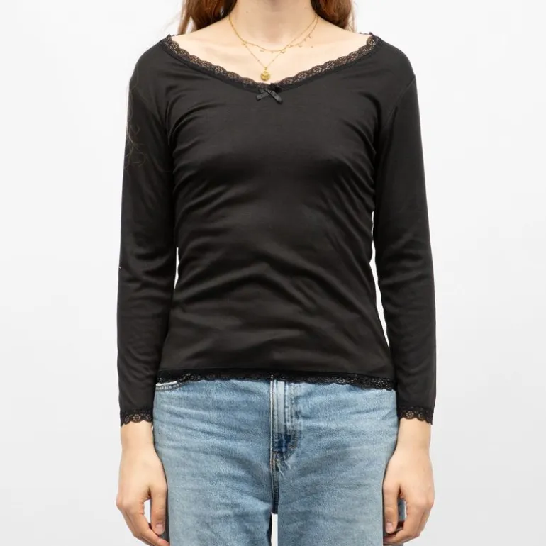 Tee shirt chaud col V à dentelle kalou Femme RODIER