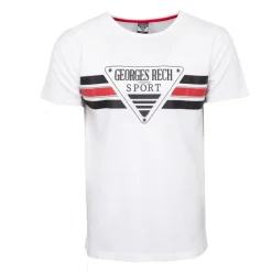 Tee shirt chiné avec rayures grand logo poitrine Homme GEORGES RECH