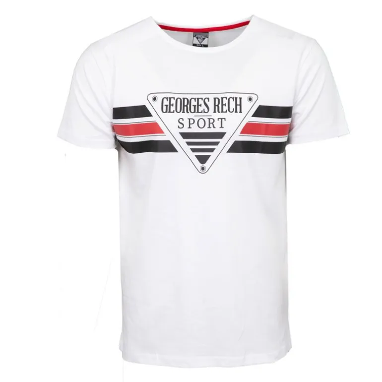 Tee shirt chiné avec rayures grand logo poitrine Homme GEORGES RECH