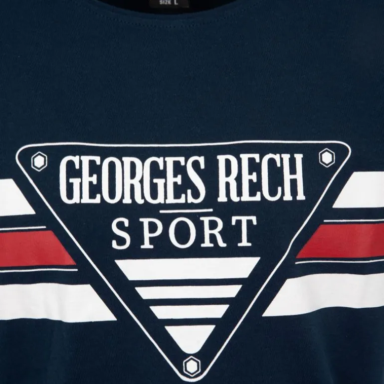Tee shirt chiné avec rayures grand logo poitrine Homme GEORGES RECH