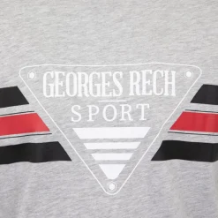 Tee shirt chiné avec rayures grand logo poitrine Homme GEORGES RECH