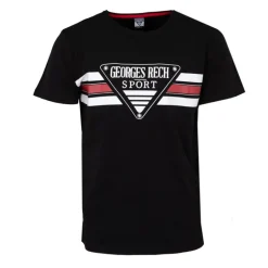 Tee shirt chiné avec rayures grand logo poitrine Homme GEORGES RECH
