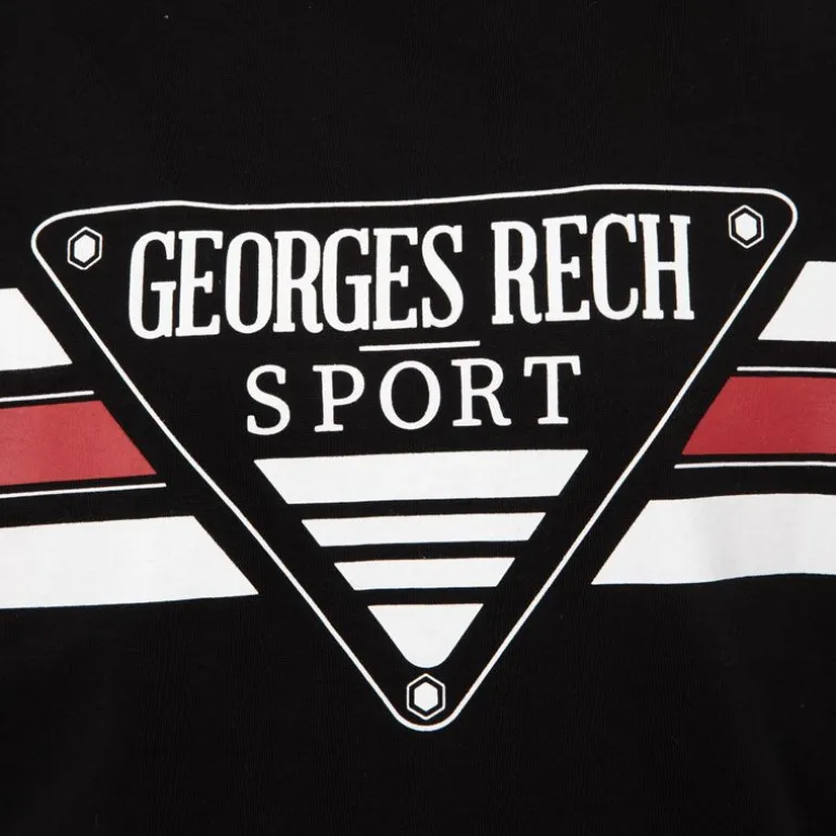 Tee shirt chiné avec rayures grand logo poitrine Homme GEORGES RECH