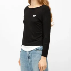 Tee shirt col bateau aliona avec zip noeud brodé Femme BURTON OF LONDON