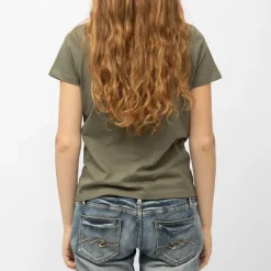 Tee shirt col rond kaki jersey imprimé roue ailée moto GP racing team Femme VON DUTCH