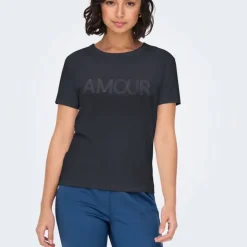 Tee shirt col rond michigan coton Amour Femme JDY