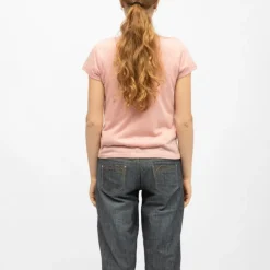 Tee shirt col rond tissu chiné fil doré Femme DEELUXE 74