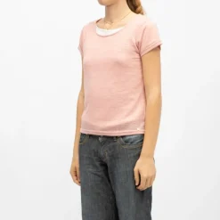 Tee shirt col rond tissu chiné fil doré Femme DEELUXE 74