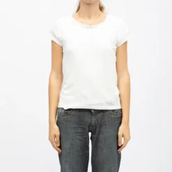 Tee shirt col rond tissu chiné fil doré Femme DEELUXE 74