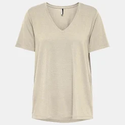 Tee shirt col V à pailettes Harly Femme ONLY