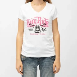 Tee shirt col v coton Live to Ride moto gp x von dutch Femme VON DUTCH
