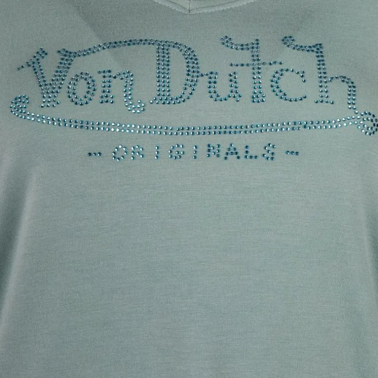 Tee shirt col V fluide strass logo Femme VON DUTCH