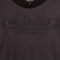 Tee shirt col V fluide strass logo Femme VON DUTCH