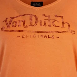 Tee shirt col V fluide strass logo Femme VON DUTCH