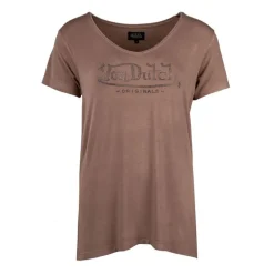 Tee shirt col V fluide strass logo Femme VON DUTCH