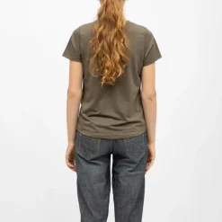 Tee shirt col v glowy khaki manches courtes Femme DEELUXE 74