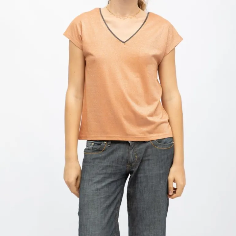 Tee shirt col v noir jossy butternut Femme DEELUXE 74