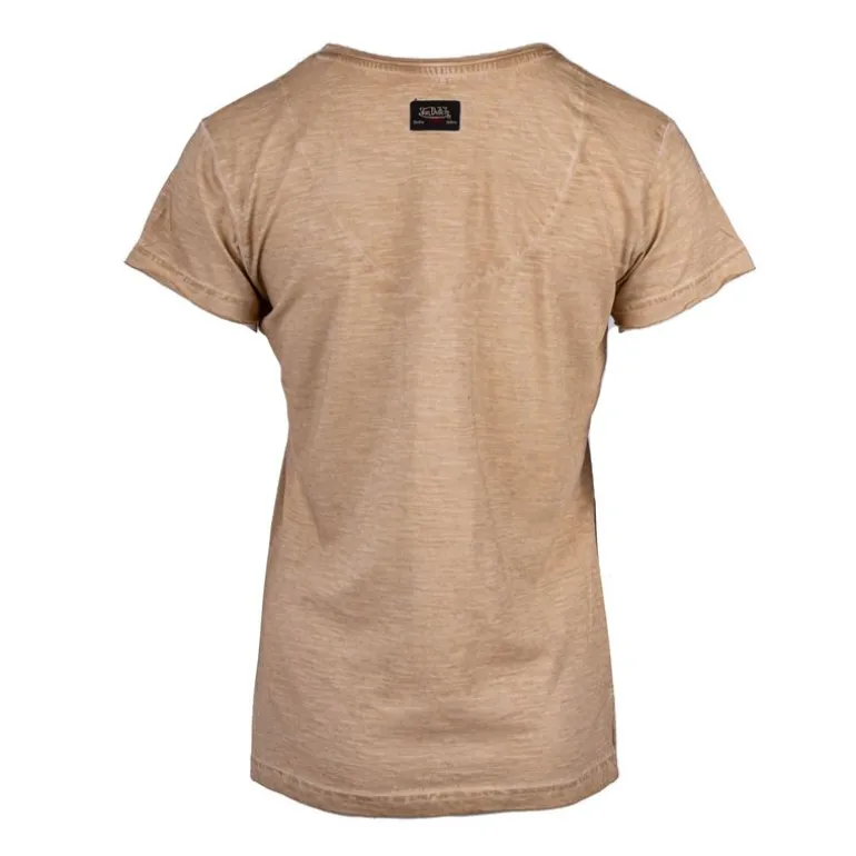 Tee shirt col v strass logo chiné Femme VON DUTCH