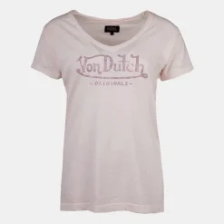 Tee shirt col v strass logo chiné Femme VON DUTCH