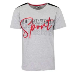 Tee shirt coton bandes épaules texte Sport brodé Homme GEORGES RECH