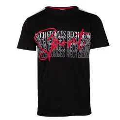 Tee shirt coton bandes épaules texte Sport brodé Homme GEORGES RECH