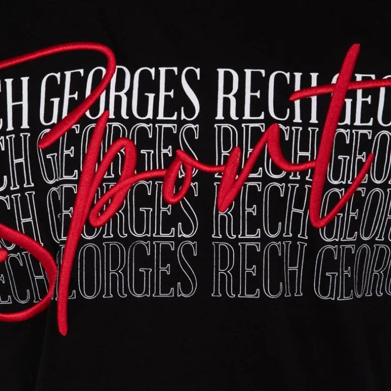 Tee shirt coton bandes épaules texte Sport brodé Homme GEORGES RECH