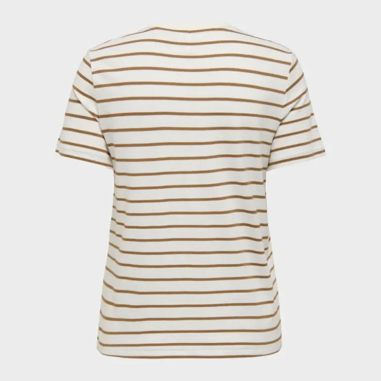 Tee shirt coton bio Liva marinière avec coeur argenté Femme ONLY