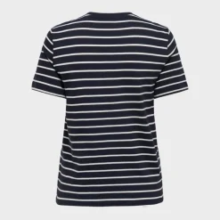 Tee shirt coton bio Liva marinière avec coeur argenté Femme ONLY