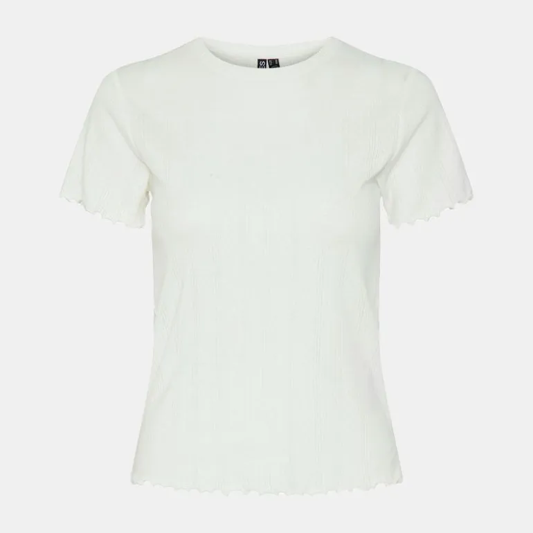 Tee shirt coton col rond manches courtes Femme PIECES