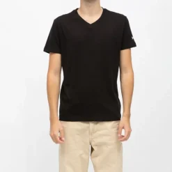 Tee shirt coton col v basique uni Homme SCHOTT