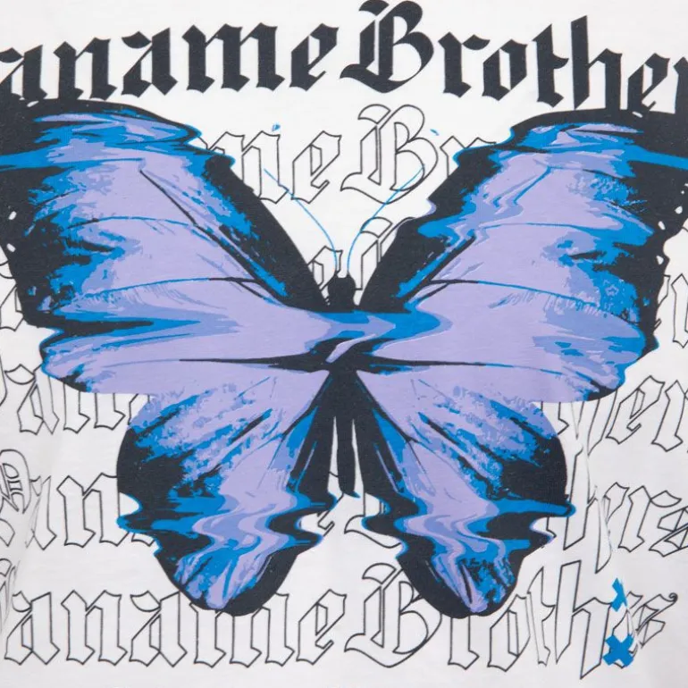 Tee shirt coton imprimé papillon glitch avec textes Homme PANAME BROTHERS