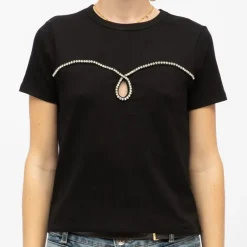Tee shirt coton twila à strass avec ouverture avant Femme LA PETITE ETOILE