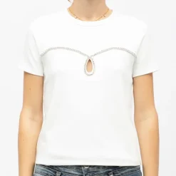 Tee shirt coton twila à strass avec ouverture avant Femme LA PETITE ETOILE