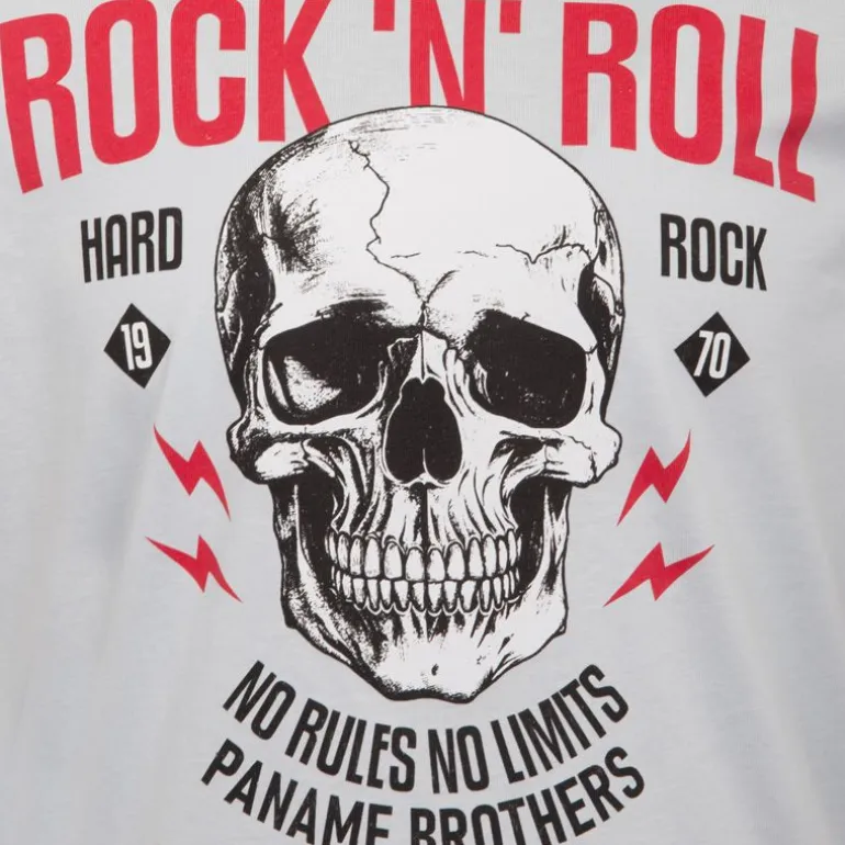 Tee shirt crane de squelette coton Rock 'N' Roll Homme PANAME BROTHERS
