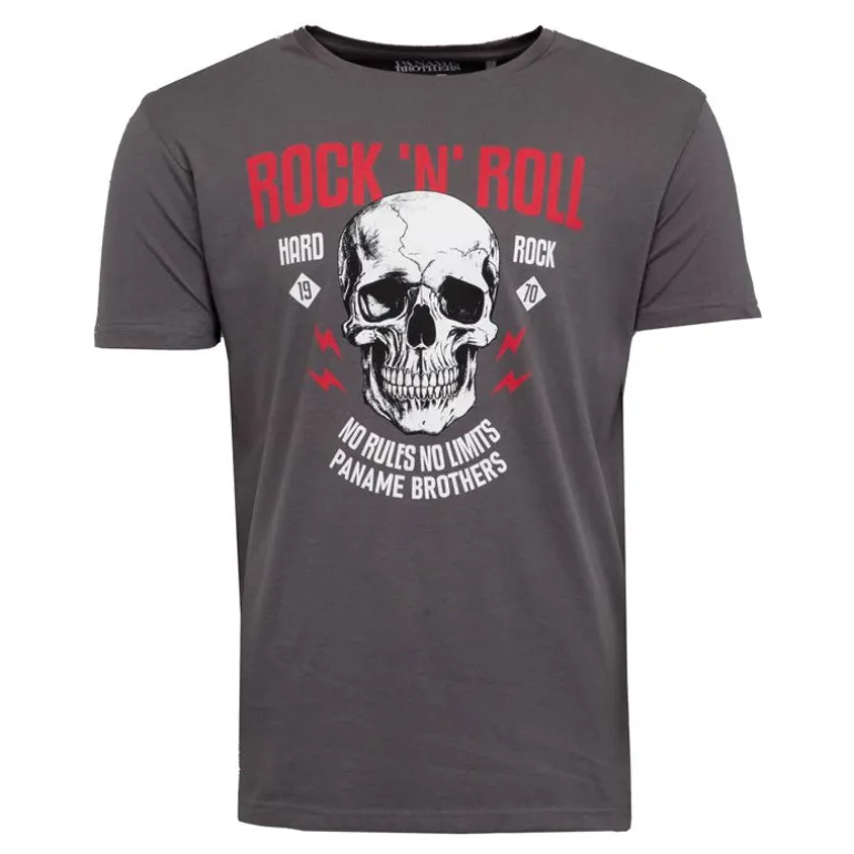 Tee shirt crane de squelette coton Rock 'N' Roll Homme PANAME BROTHERS