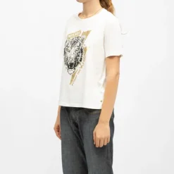 Tee shirt crème imprimé tigre Femme DEELUXE 74