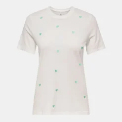 Tee shirt en coton imprimé coeurs Femme ONLY