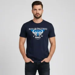 Tee shirt illustration têtes de mort et papillon en coton Homme PANAME BROTHERS